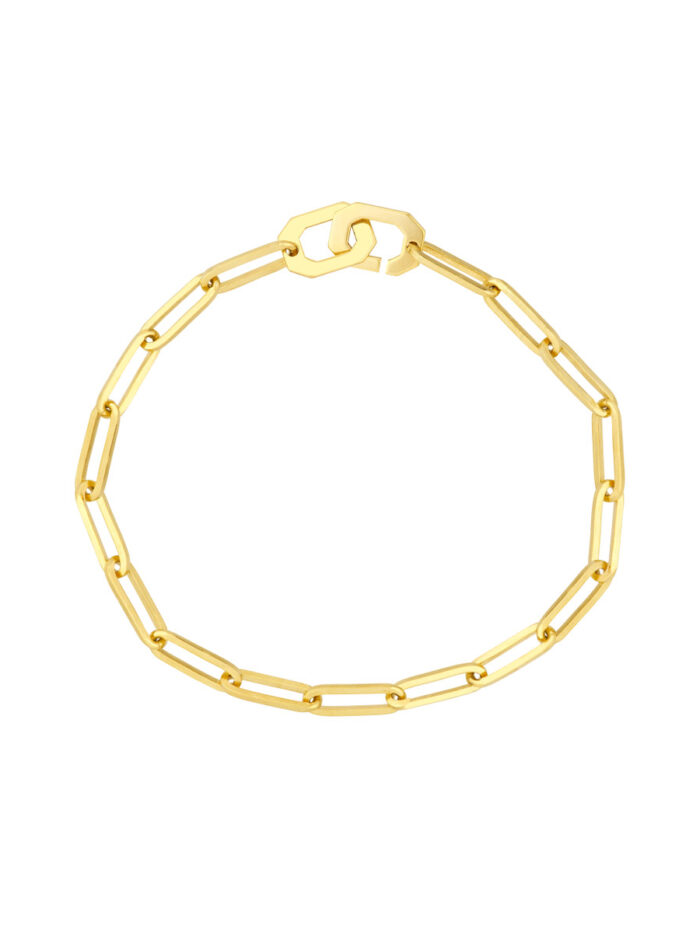 14K Yellow Gold Paper Clip Bracelet Octagon Clasp - 7.25 Inch - by Dazyle