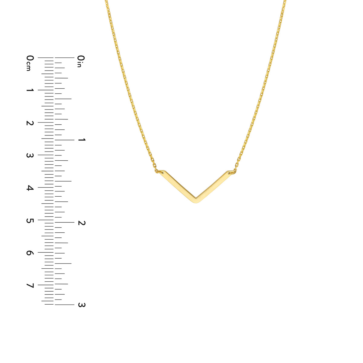 V-Shape Pendant Necklace Adjustable Cable Chain 14K Yellow Gold - 16 to 18 inches - by Dazyle - Image 5