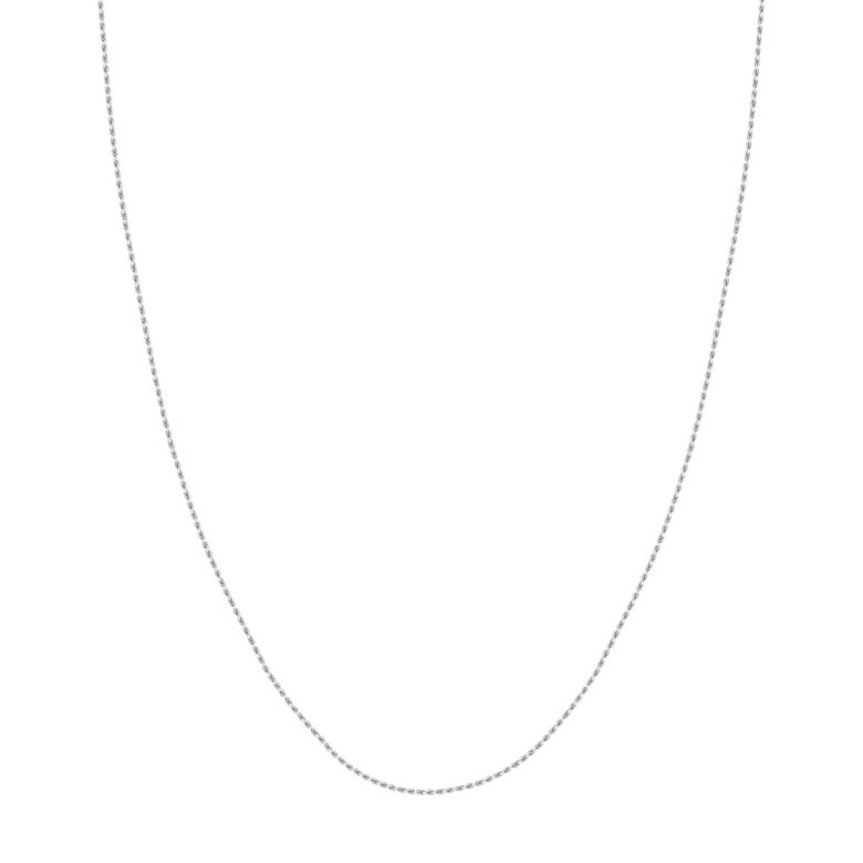 14K White Gold Rope Chain Necklace with Slider - Adjustable Length - by Dazyle