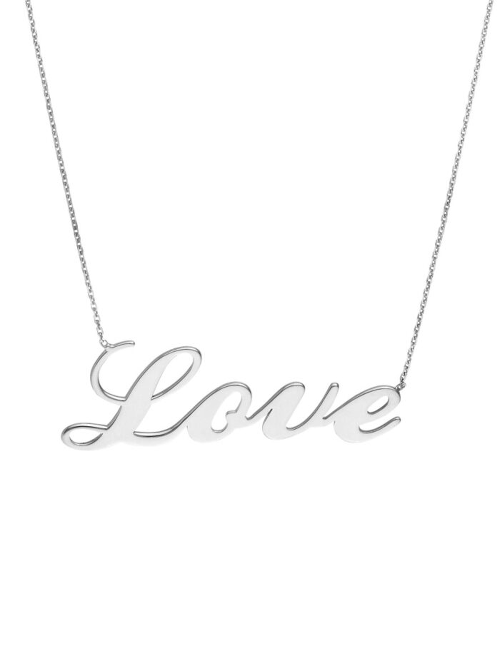 Sterling Silver Script Love Necklace - Yellow Gold Plated | Adjustable - 18 Inches - by Dazyle