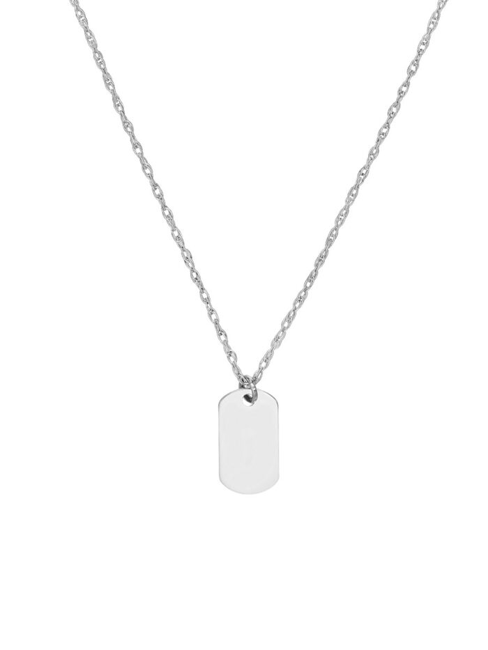 So You Mini Dog Tag Adjustable Necklace - 14K White Gold - 18 Inches - by Dazyle