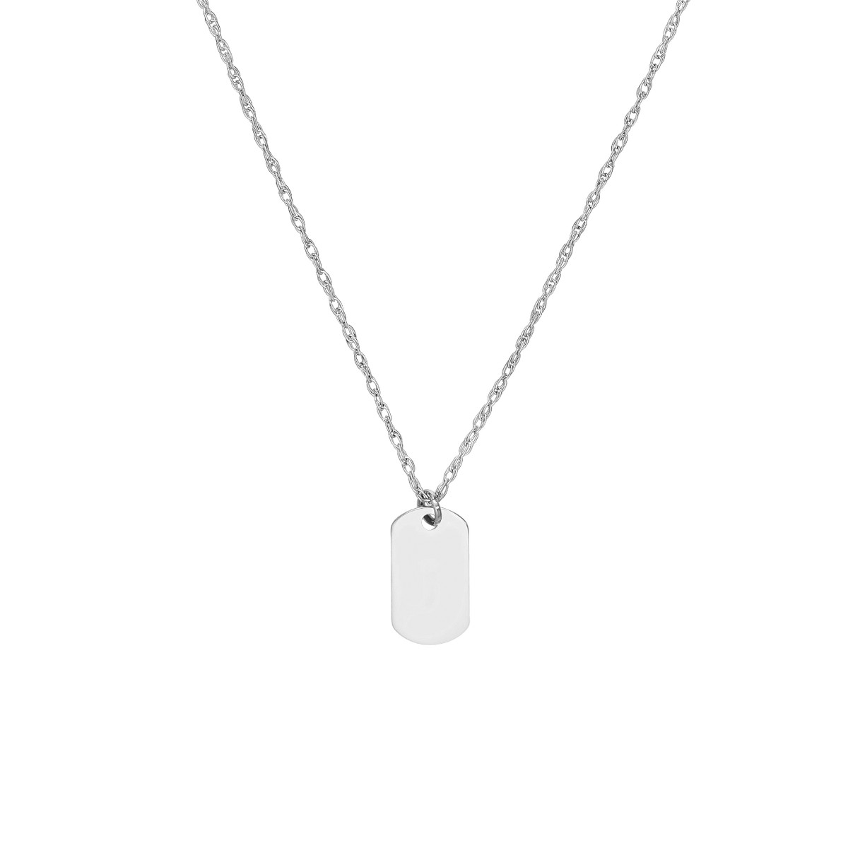 So You Mini Dog Tag Adjustable Necklace - 14K White Gold - 18 Inches - by Dazyle
