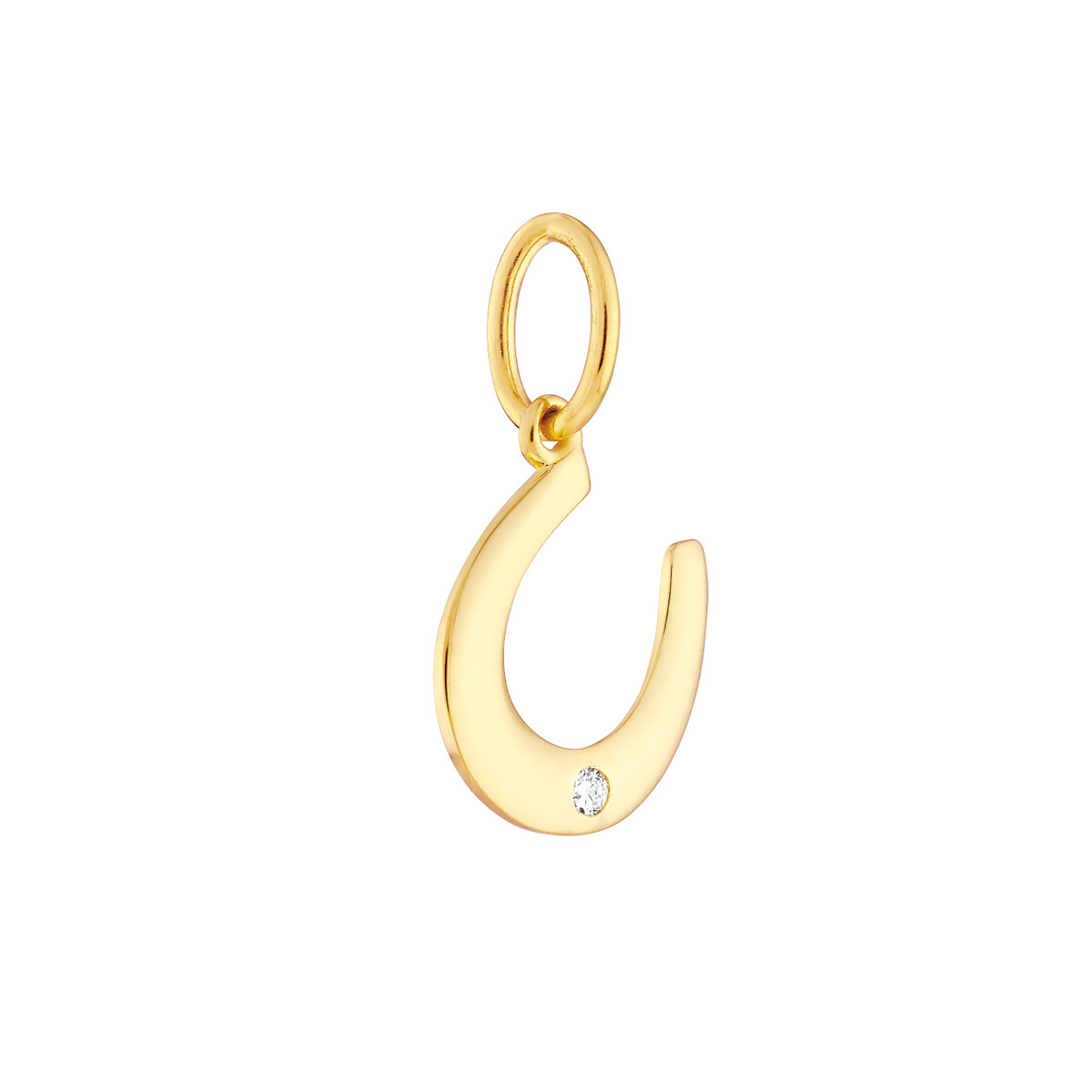 Horseshoe Charm with 1pt Diamond - 14K Yellow Gold - by Dazyle - Image 2