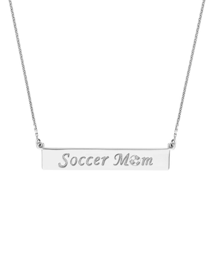 Soccer Mom Bar Necklace - Sterling Silver - Adjustable 18 Inch - by Dazyle