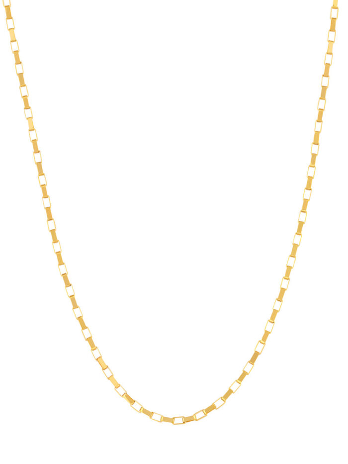 14K Yellow Gold Box Chain - 0.88mm Thickness | 18 Inch - by Dazyle