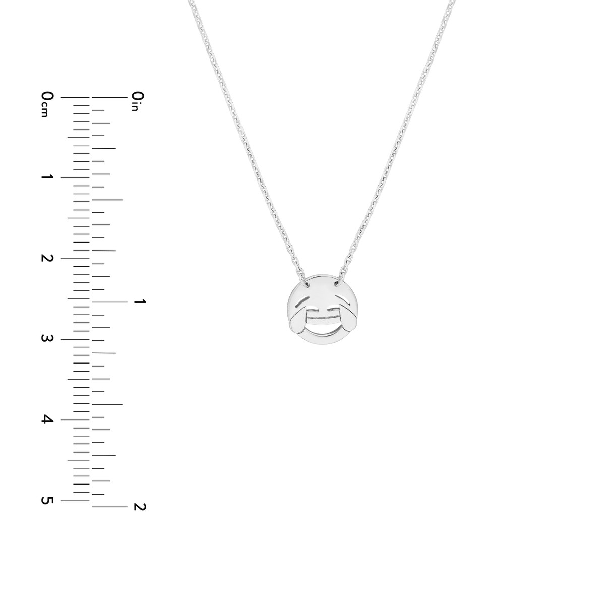 Sterling Silver Emoji Necklace Laughing Emoji - Sterling Silver 18 Inch Adjustable - by Dazyle - Image 5