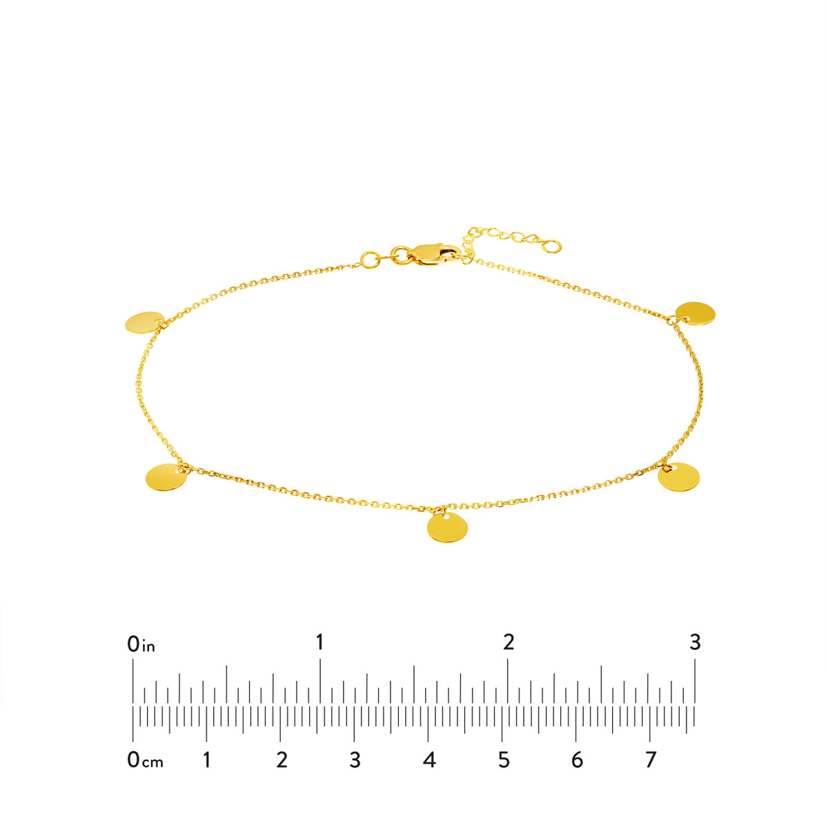 Adjustable Disc Dangle Anklet - 14K Yellow Gold - 9-10 Inches - by Dazyle - Image 5