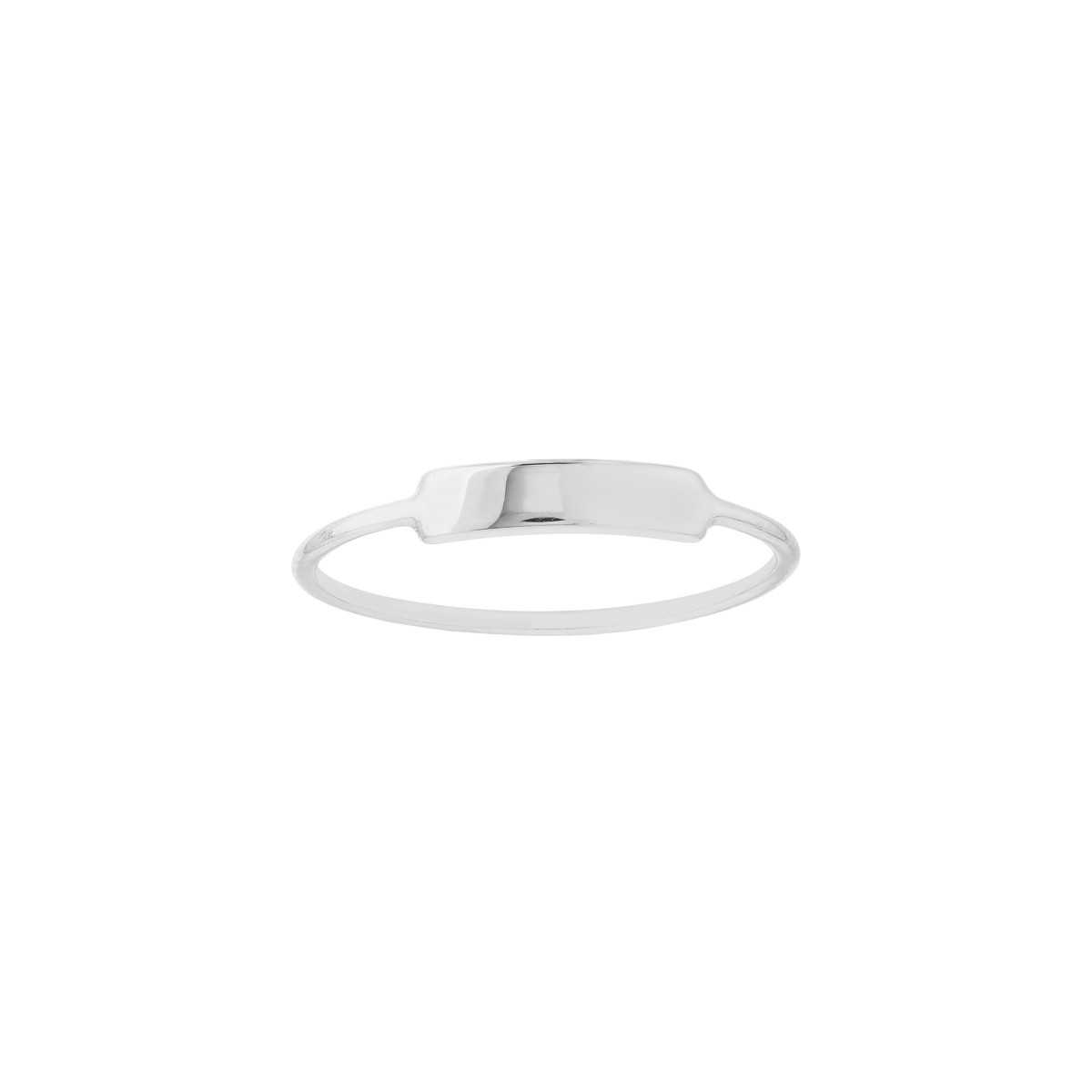 Small ID Bar Wire Ring - 14K White Gold - Engravable - Contemporary Design - by Dazyle