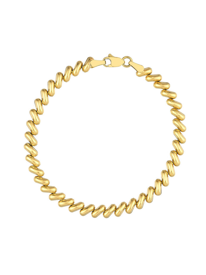 Polished San Marco Chain Lobster Closure San Marco Chain Polished Finish - 14K Yellow Gold - 7.25 Inches - by Dazyle