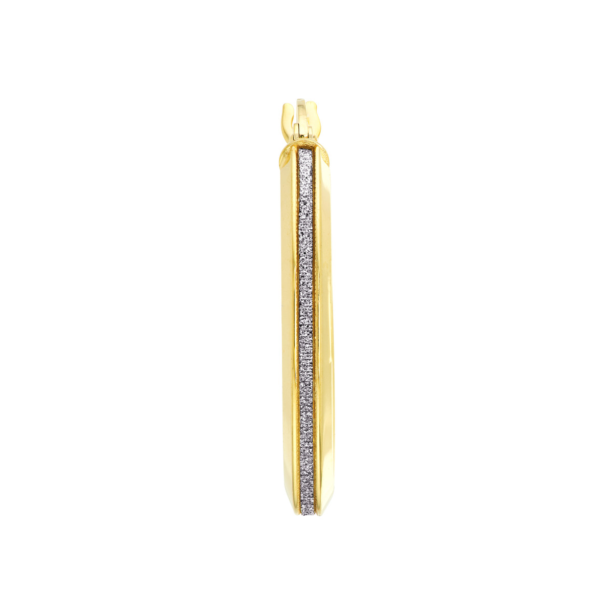 Sparkling Oval Hoops 14K Gold Hinge Closure Radiant Design Statement Earrings - 14K Yellow Gold - by Dazyle - Image 2