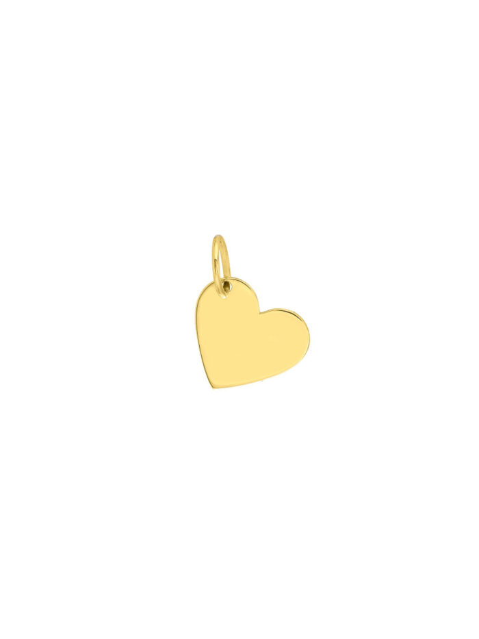 Engravable Slanted Heart Charm 14K Yellow Gold - 13x13mm - by Dazyle