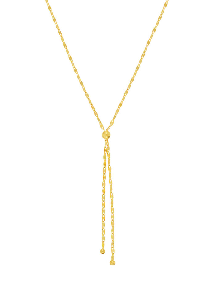 Hammered Forzentina Chain Lariat Necklace | 14K Yellow Gold | 18-Inch - by Dazyle