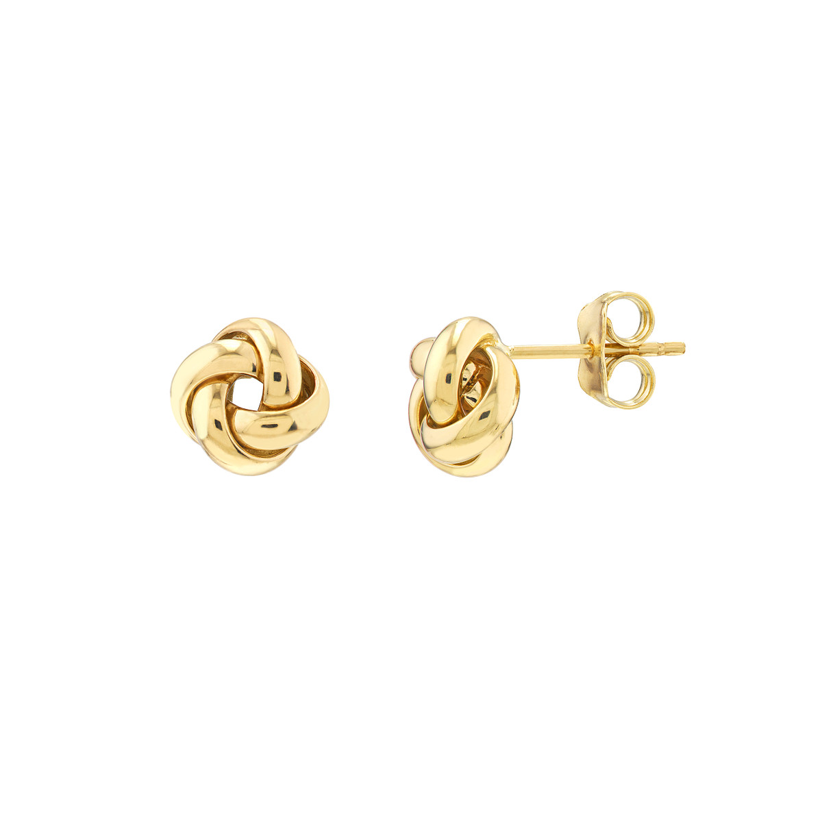 9mm Puffed Love Knot Stud Earrings - 14K Yellow Gold - by Dazyle