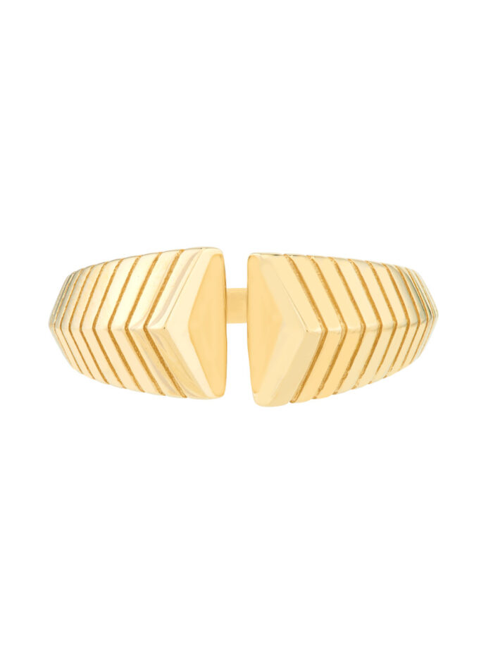 Open Chevron Cuff Ring - 14K Yellow Gold - Size 6, 7 or 8 - by Dazyle