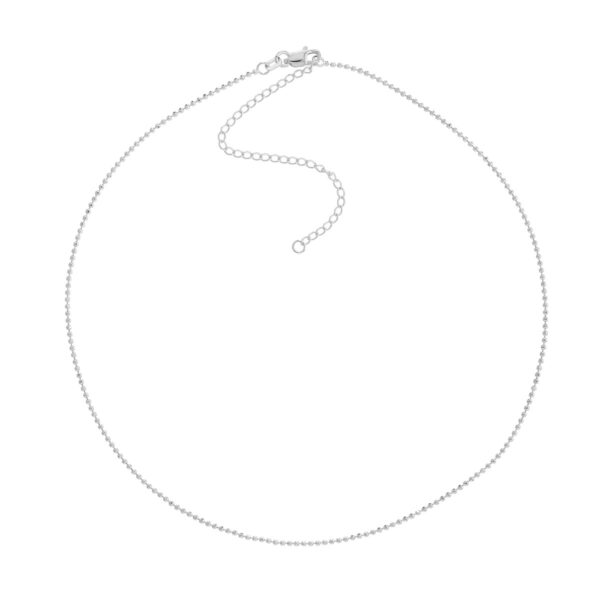 Diamond-Cut Bead Choker Chain - 14K White Gold - Adjustable 13-16 inches - by Dazyle