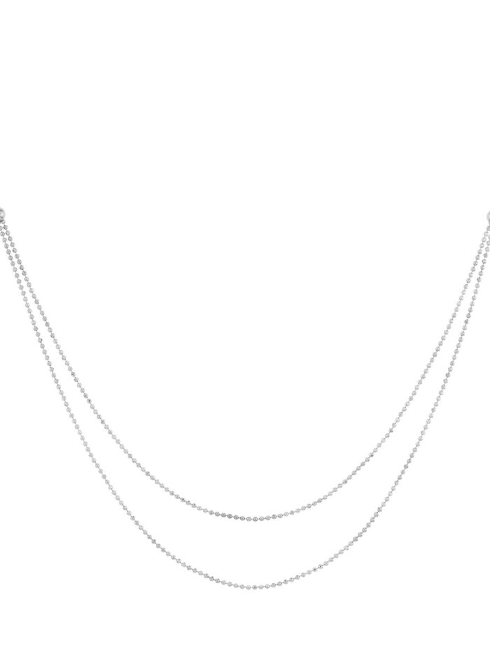 Bead Chain Build Your Own Duet Necklace - 14K White Gold 18 Inch - by Dazyle