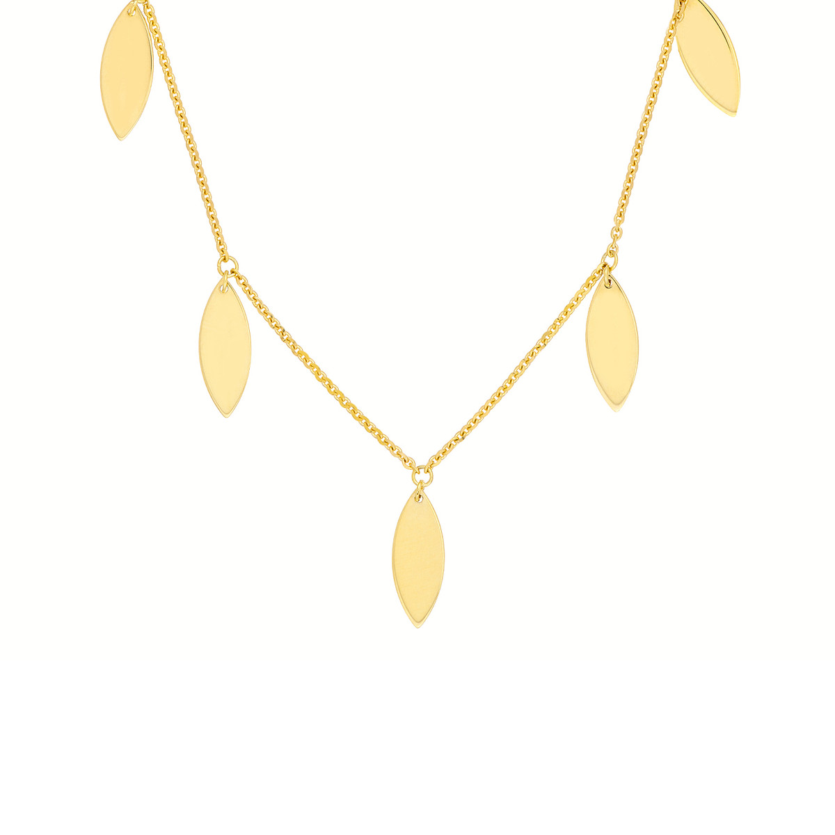Marquise Drops Adjustable Necklace - 14K Yellow Gold - 16 to 18 Inch - by Dazyle - Image 2