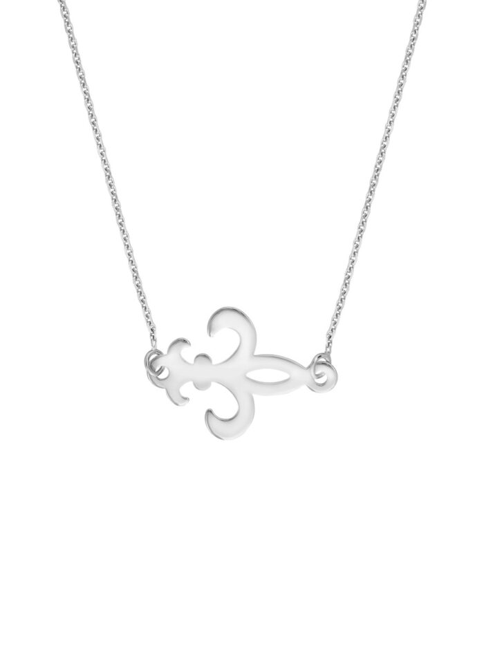 Sterling Silver Fleur-De-Lis Adjustable Necklace - 18" - by Dazyle