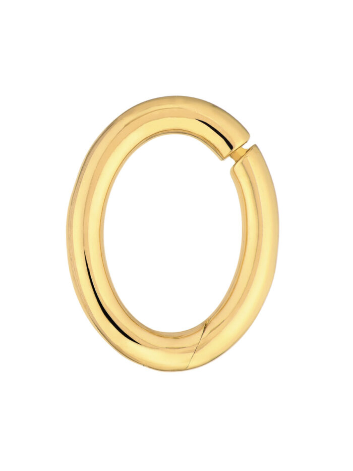 Oval Snap Lock Gold Clasp Charm & Chain Compatible - 14K Yellow Gold - by Dazyle
