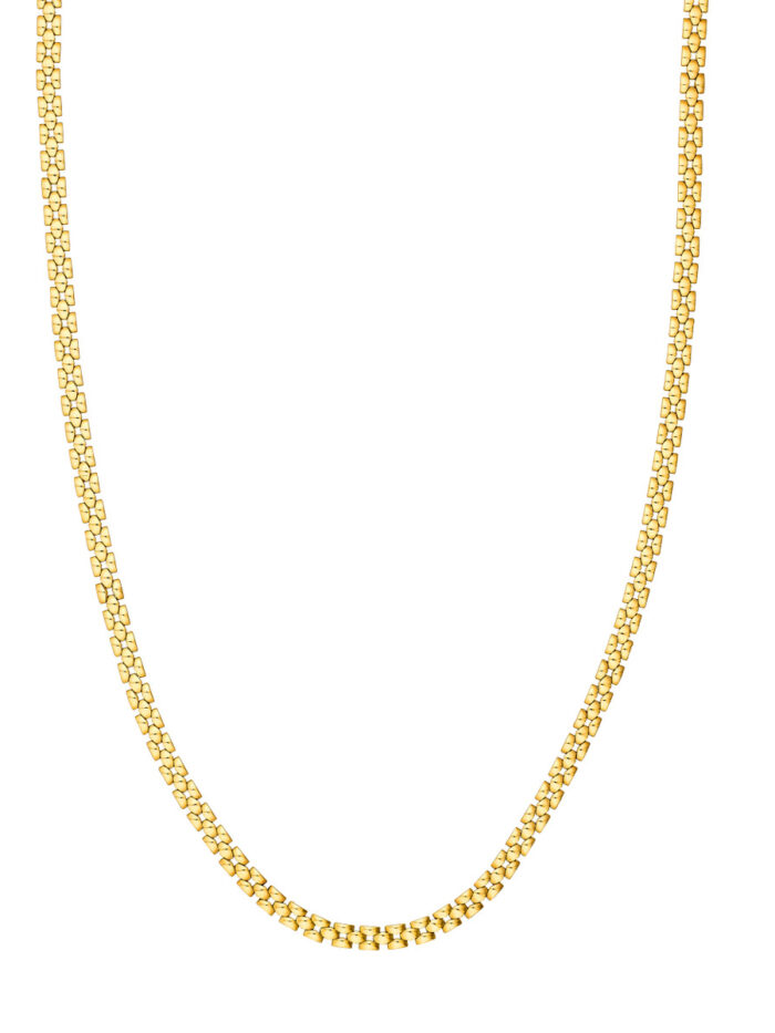 Polished 2+1 Square Link Chain - 14K Yellow Gold, 10.0 Inches - by Dazyle