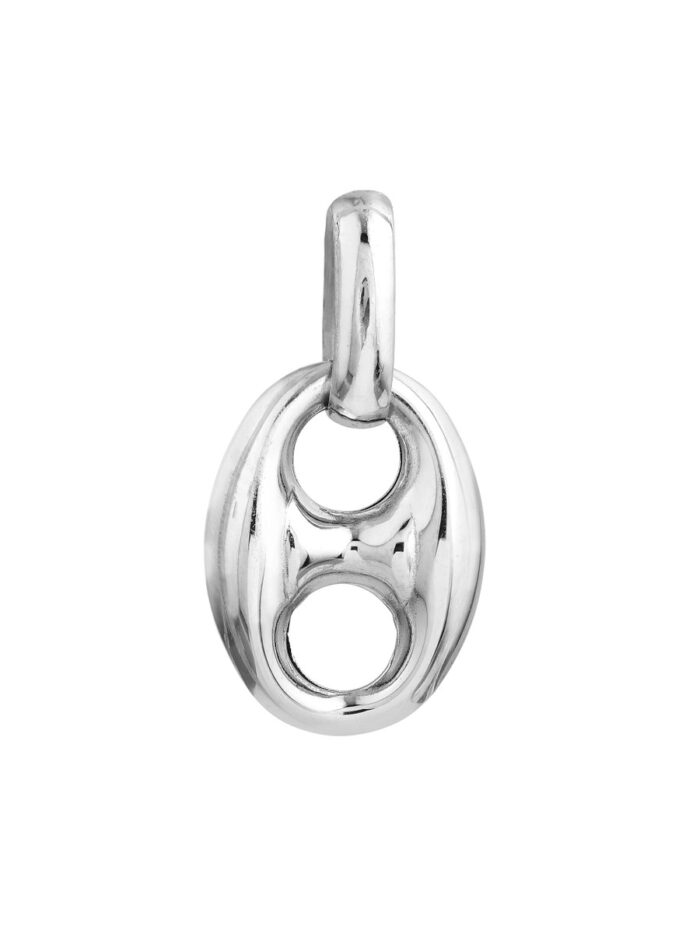 Polished Puffed Mariner Link Pendant - 14K White Gold - by Dazyle
