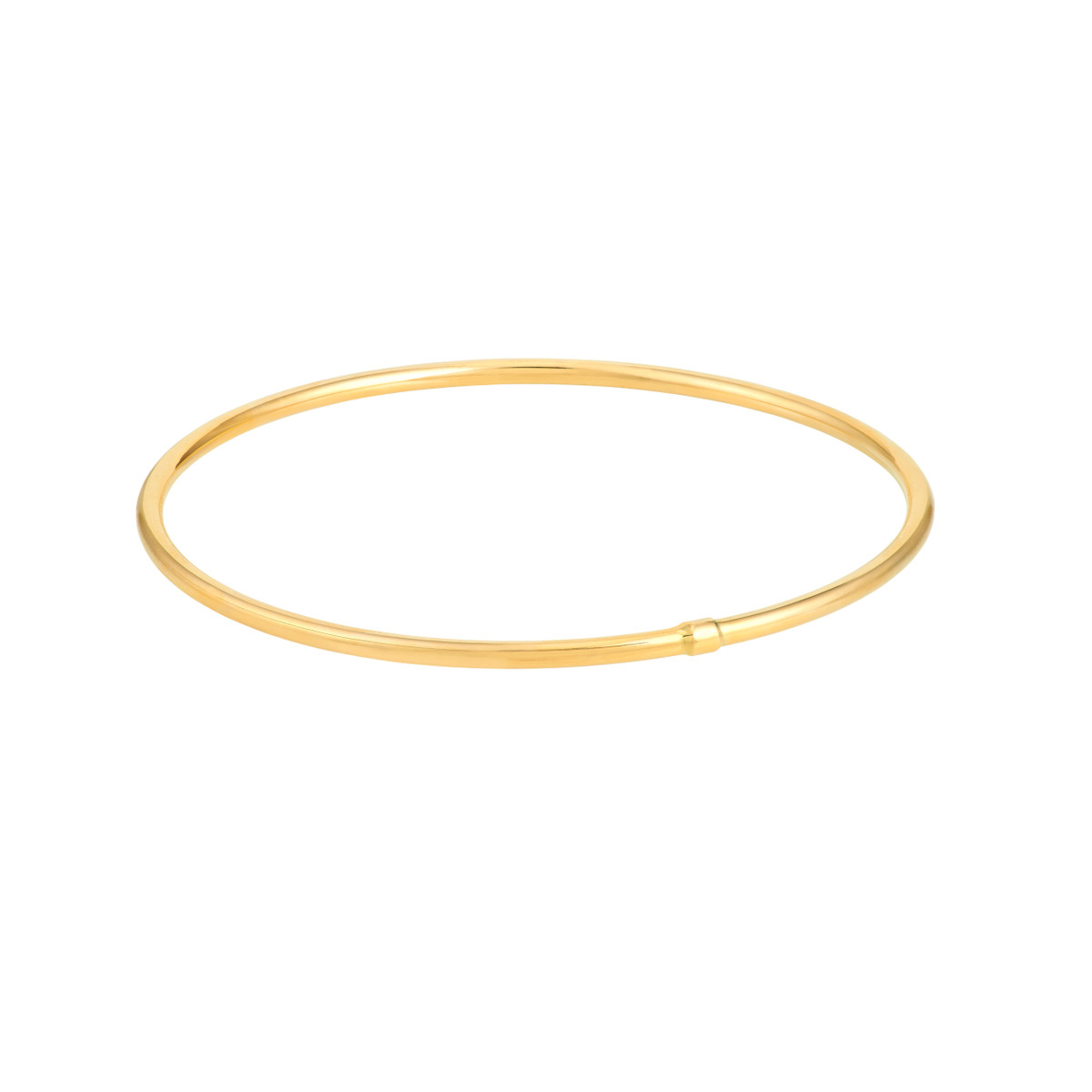 14K Yellow Gold Slip-On Polished Tube Bangle - 8 Inch - by Dazyle