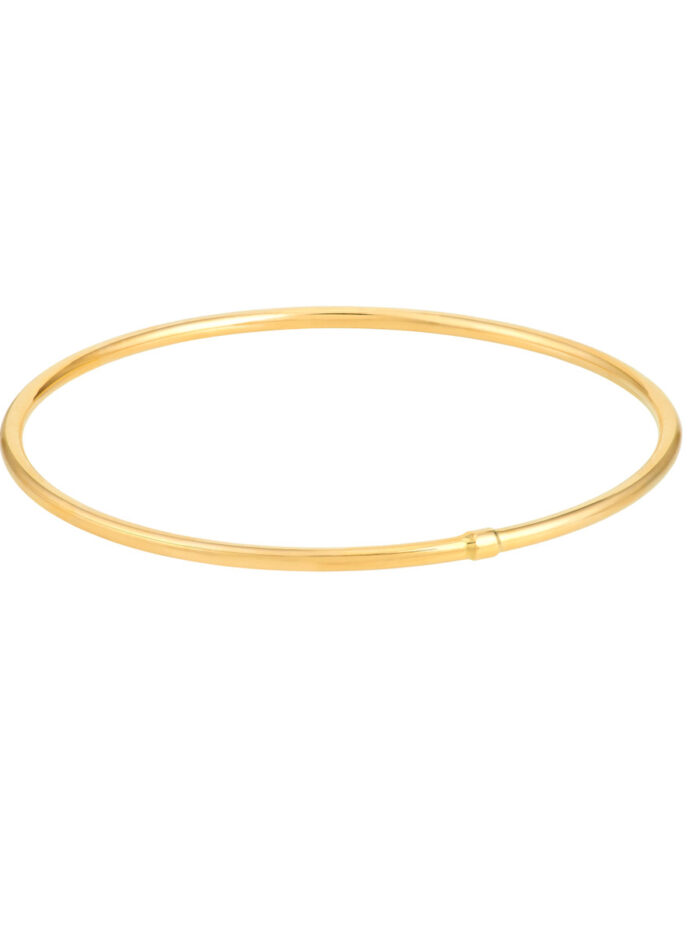 14K Yellow Gold Slip-On Polished Tube Bangle - 8 Inch - by Dazyle