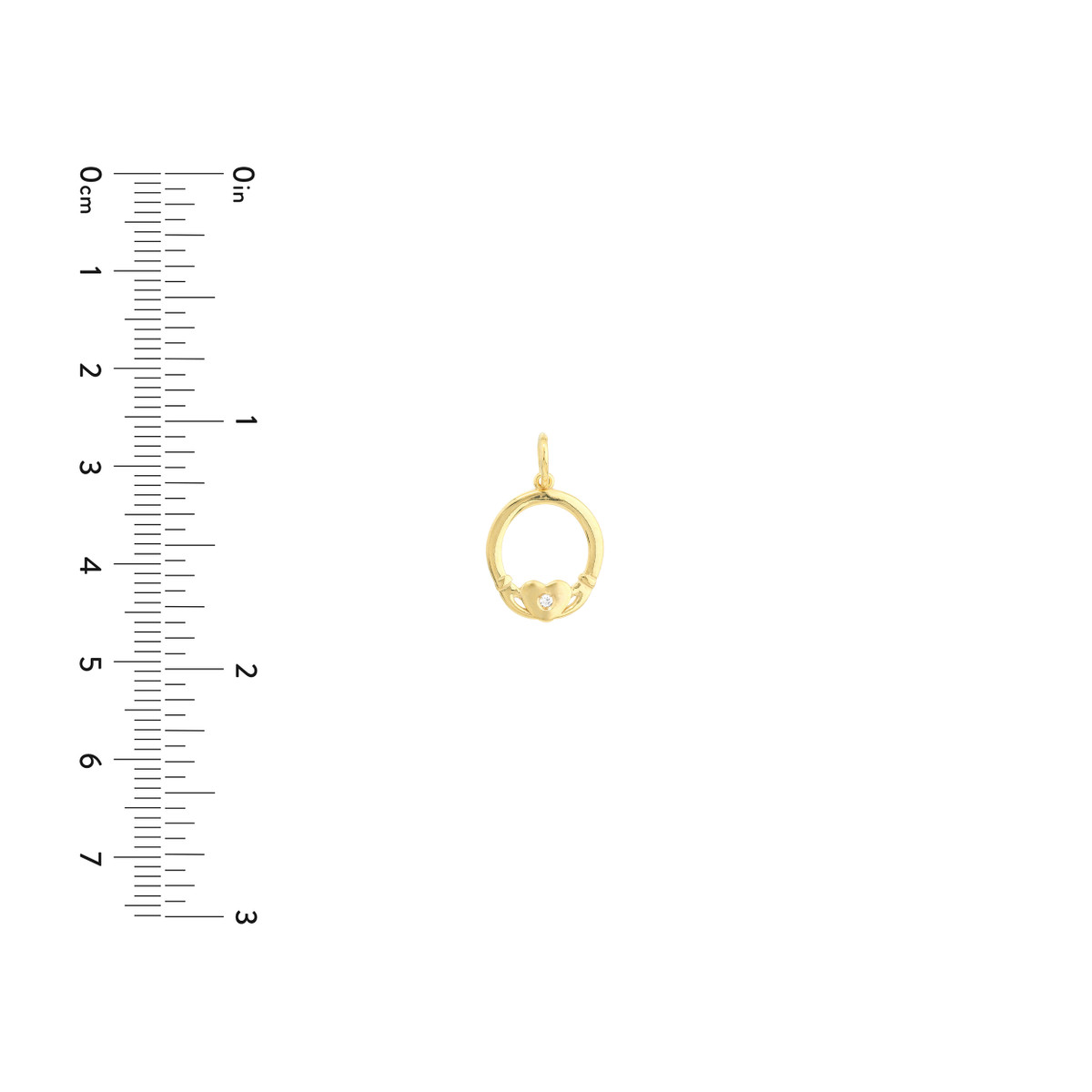 Mini Claddagh Charm with 1pt Diamond - 14K Yellow Gold - by Dazyle - Image 4