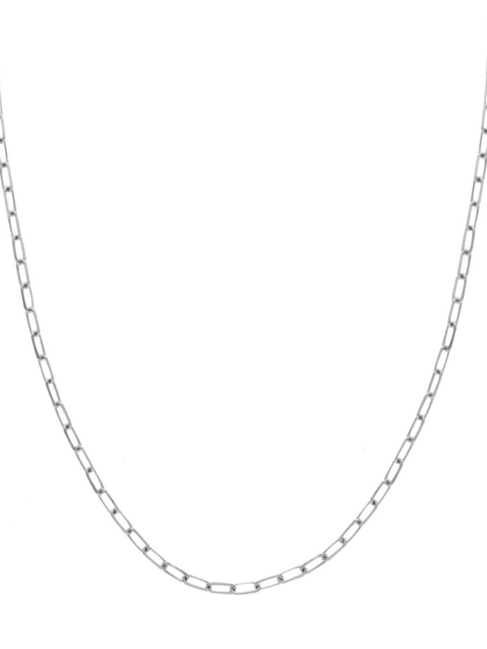 14K White Gold Paper Clip Chain Lobster Closure 3.1mm - 16 inches - by Dazyle
