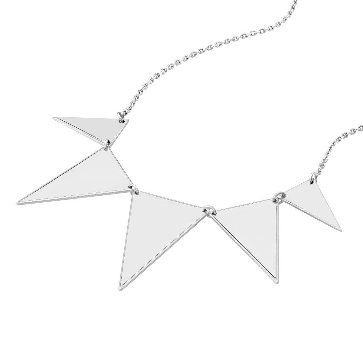 Sterling Silver Graduated Triangles Necklace with Cable Chain - Adjustable - by Dazyle - Image 2
