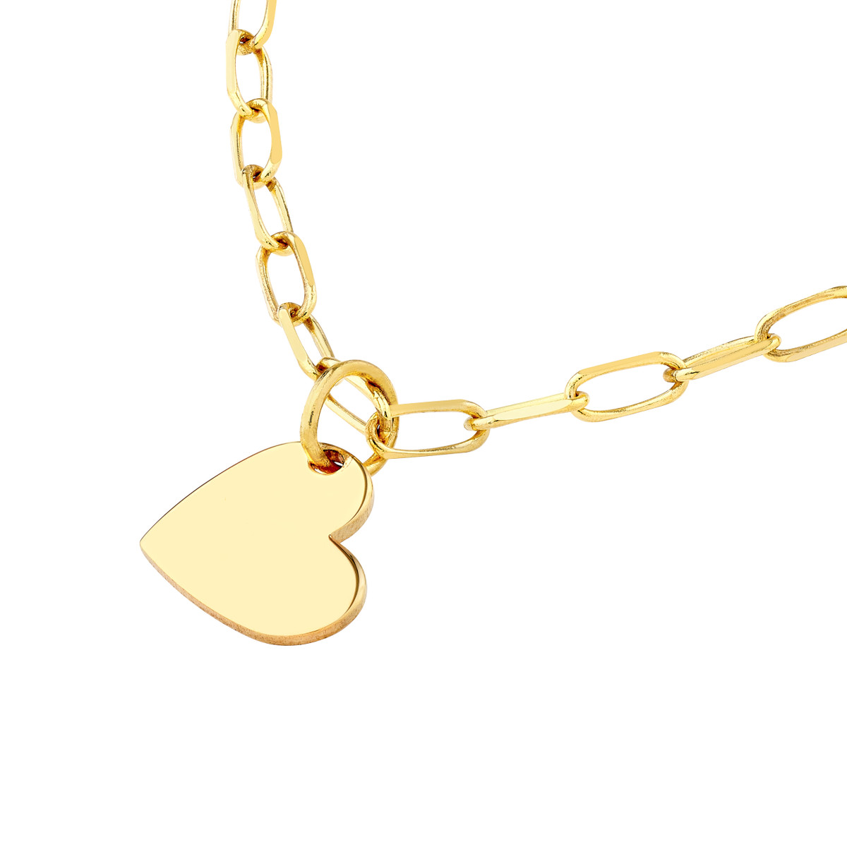 Dangle Heart Paper Clip Necklace - 14K Yellow Gold 18-Inch - by Dazyle - Image 3