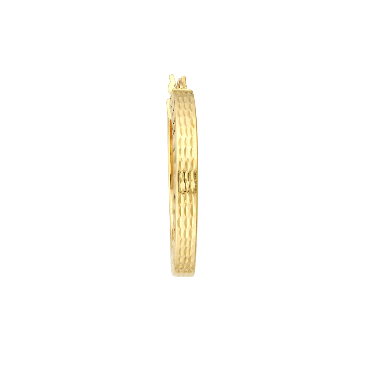 Diamond-Cut Square 14K Yellow Gold Hoop Earrings - 25mm - by Dazyle - Image 2