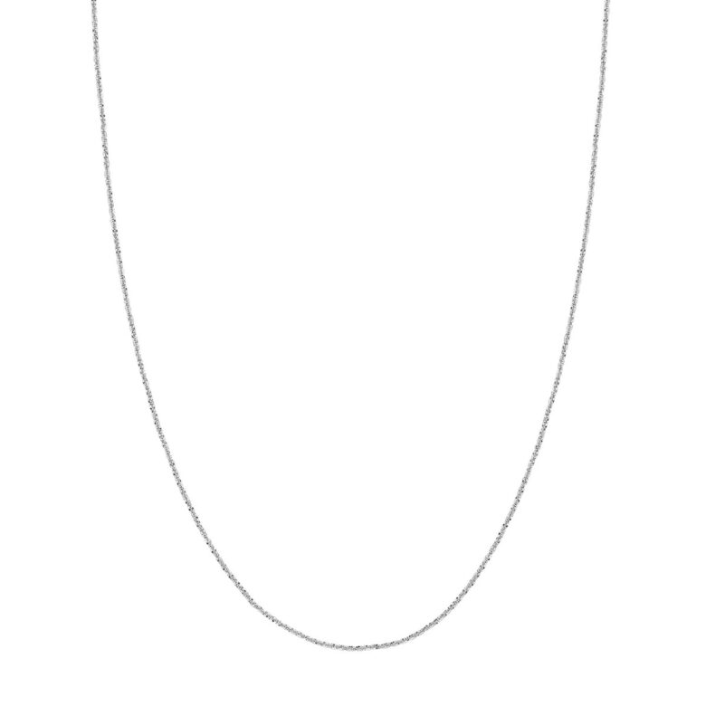 14K White Gold Adjustable Sparkle Chain Necklace with Slider - 22 Inch Necklace - by Dazyle