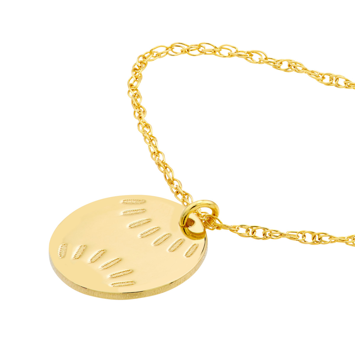 14K Yellow Gold Mini Baseball Pendant Necklace - Adjustable Cable Chain - by Dazyle - Image 2