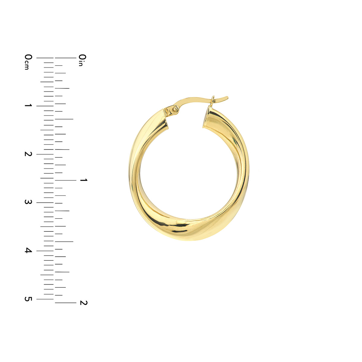 20mm Round Waved Polished Hoops - 10K Yellow Gold - by Dazyle - Image 4