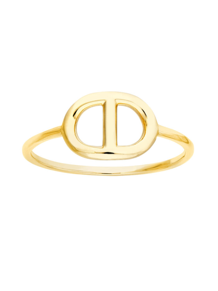 Puff Mariner Link Design Ring - 14K Yellow Gold Size 6, 7, 8 - by Dazyle