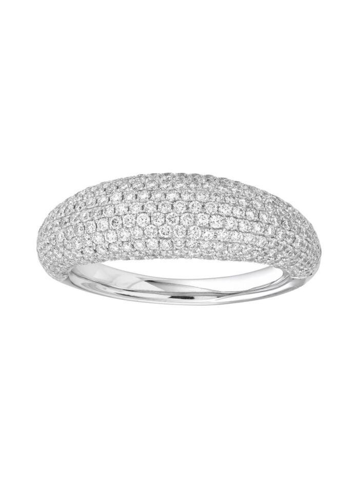 Diamond Pave Dome Ring (White Gold) - 14K White Gold, - by Dazyle