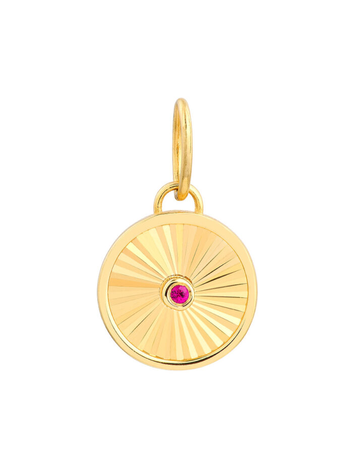 Ruby Radiant Round Pendant - 14K Yellow Gold Pendant - by Dazyle