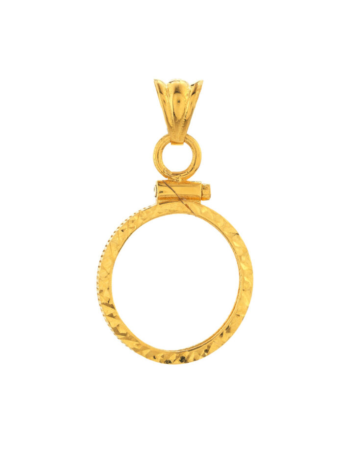 Australian Kangaroo Coin Bezel - 1/10 Oz - Diamond Cut - 14K Yellow Gold - by Dazyle