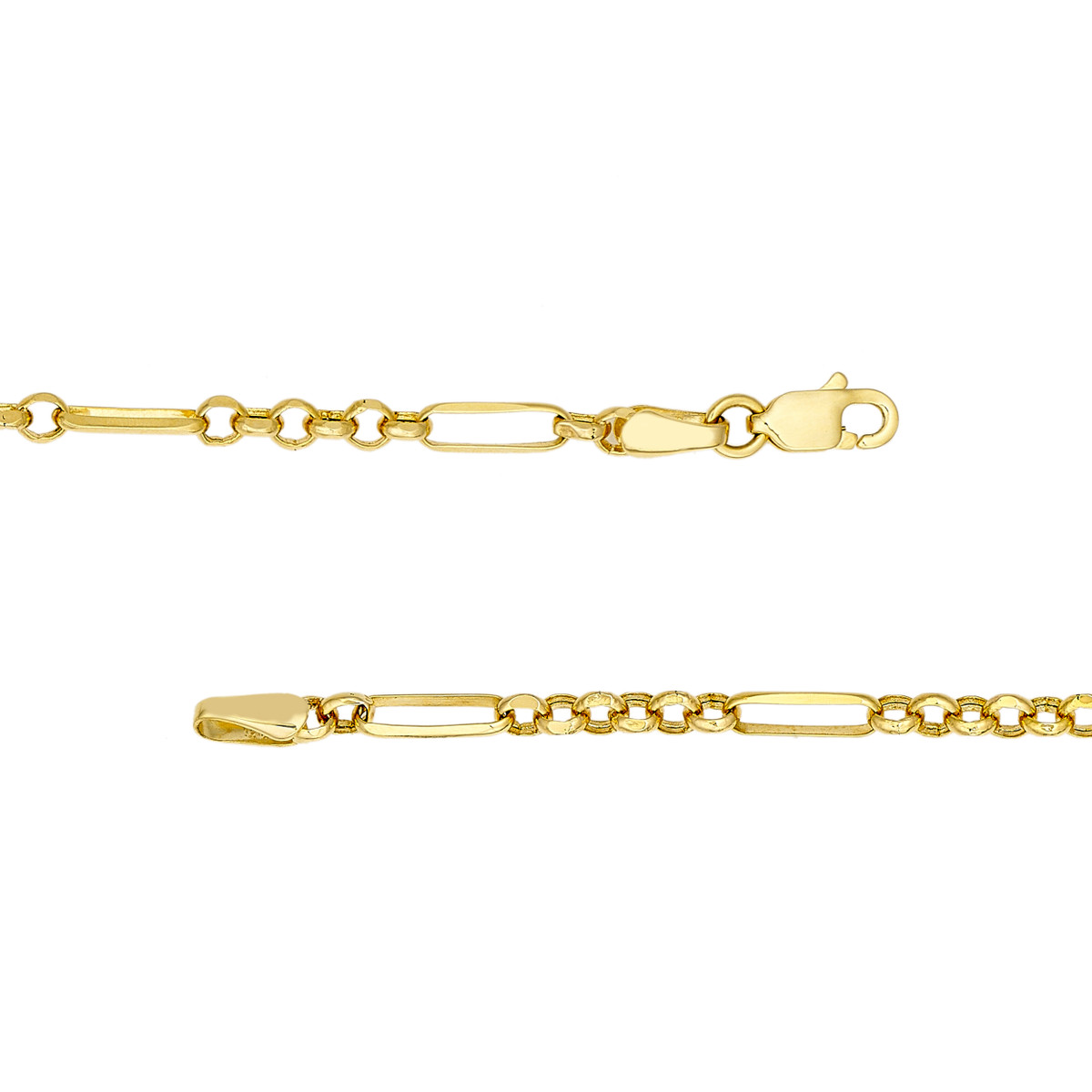 Double Puff Heart Paper Clip Bracelet - 14K Yellow Gold 7.5 Inch - by Dazyle - Image 4