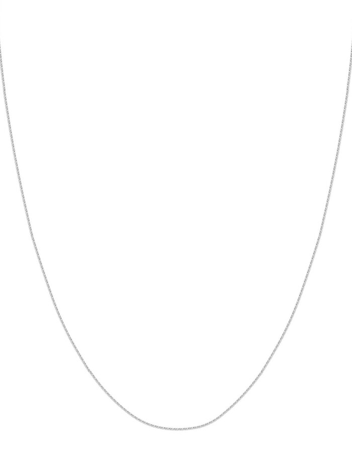 10K White Gold Square Wheat Chain with Slider Bead - Adjustable - by Dazyle