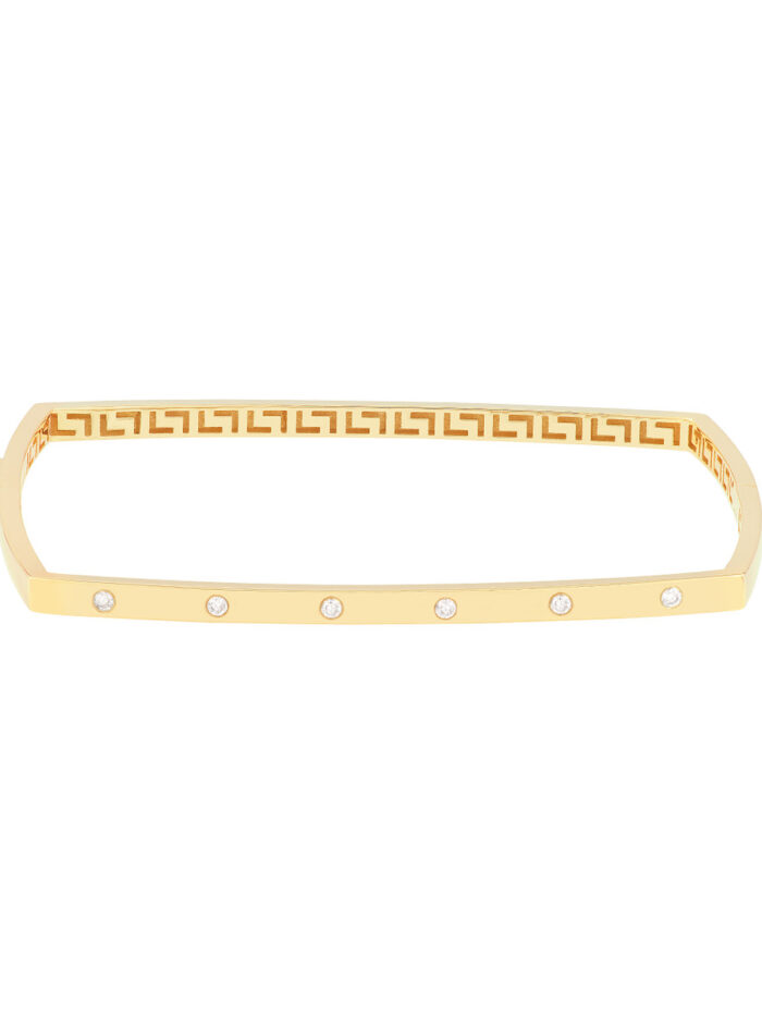 Diamond Square Bangle - 14K Yellow Gold - 7 Inches - by Dazyle