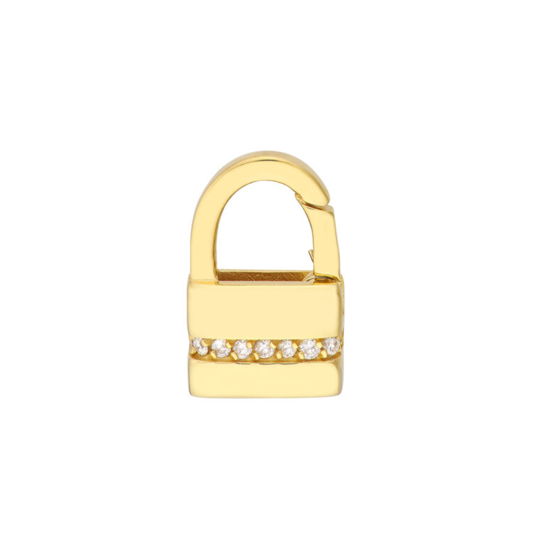 Diamond Padlock - 1/10tcw Diamonds - 14K Yellow Gold - by Dazyle
