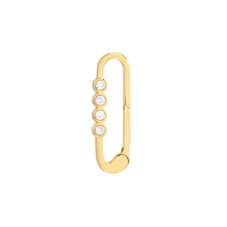 Diamond Designer Quartet Push Clasp Push Lock Closure Chic Style Jewelry - 14K Yellow Gold - by Dazyle