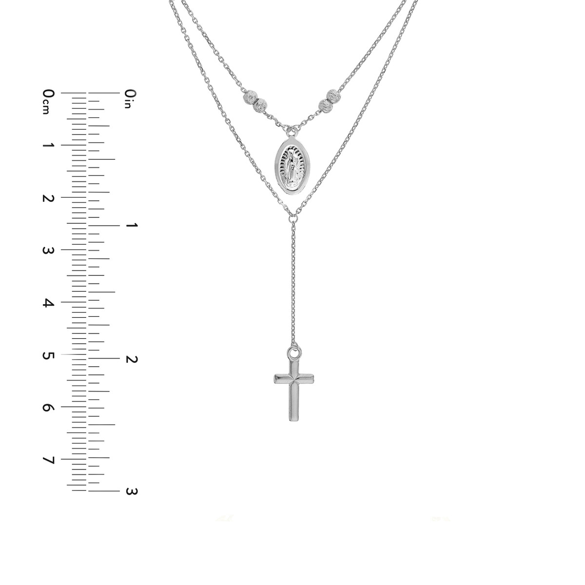 Sterling Silver Virgin Mary & Cross Drop Adjustable Choker - by Dazyle - Image 5