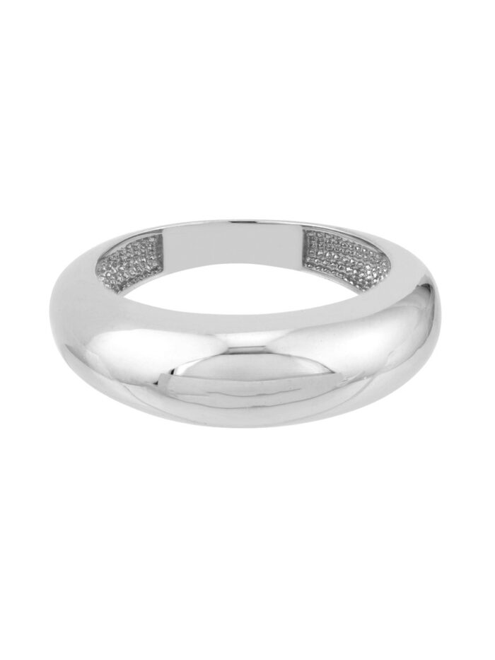 Domed Puff Ring - 14K White Gold - Size 6, 7, 8 - by Dazyle