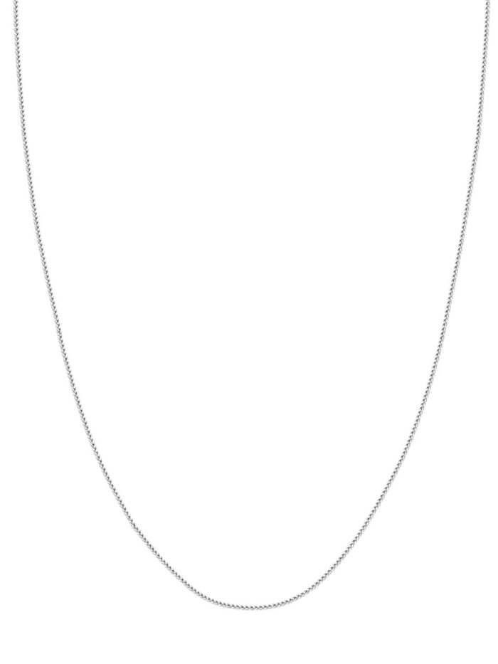 14K White Gold 1.25mm Square Wheat Chain with Lobster Lock - 16 Inch - by Dazyle