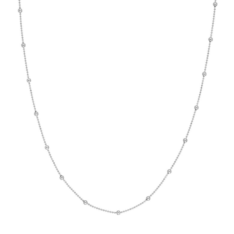 Sterling Silver Bead Station Chain - 18 Inch - by Dazyle