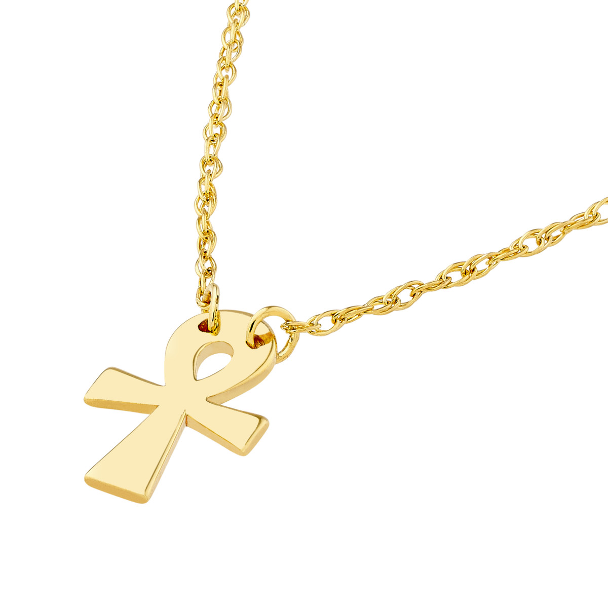 Mini Ankh Adjustable Necklace - 14K Yellow Gold - 18 Inch - by Dazyle - Image 2