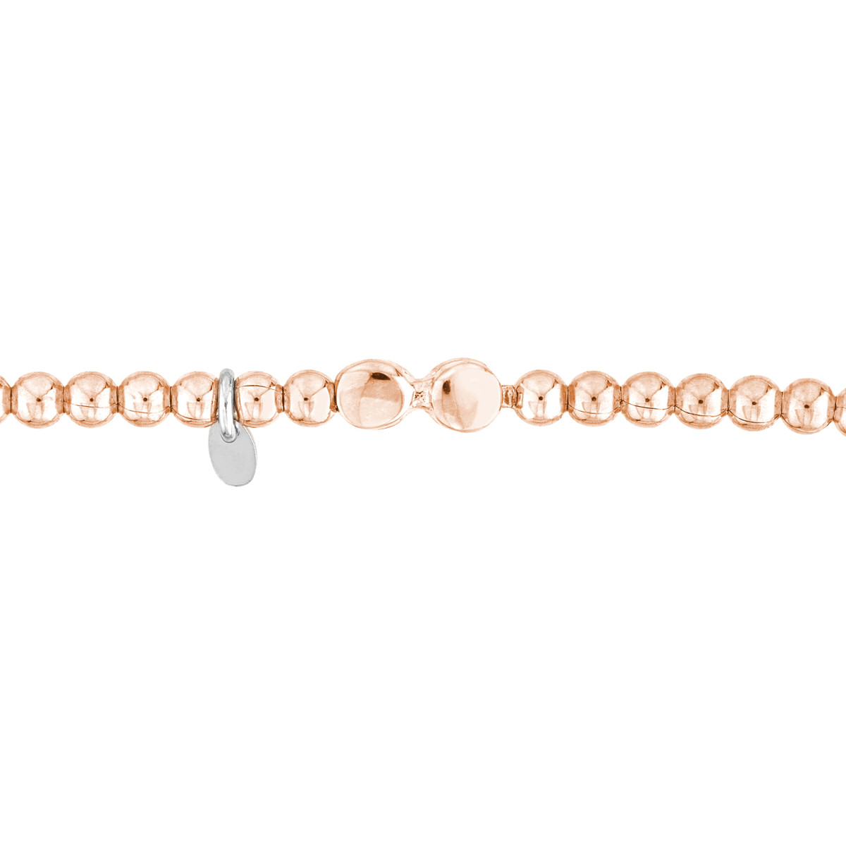 Sterling Silver Rose Gold Plated Stretch Bracelet - 3mm Beads - by Dazyle - Image 2